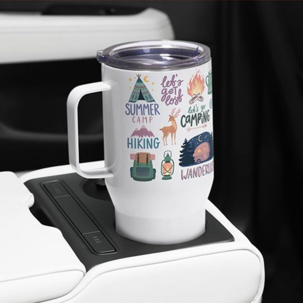 Preview: Sublimation Thermo-Becher mit Griff und Deckel 650ml